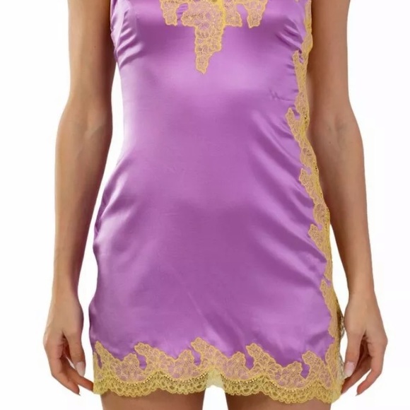 Agent Provocateur Purple yellow Lucie Lace Slip Chemise M Size 3 NWT - Picture 2 of 3